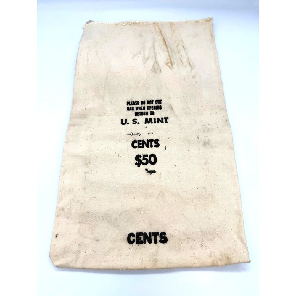 Vintage U.S. Mint Canvas Coin Cents Bank Bag $50